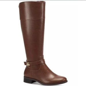 NEW CHARTER CLUB WOMENS JOHANNES LEATHER TALL RIDING KNEE-HIGH BOOTS BROWN NIB